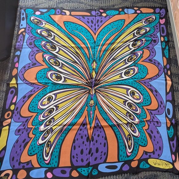Vintage Bob Mackie Signed Silk Scarf - Butterfly - Picture 5 of 6